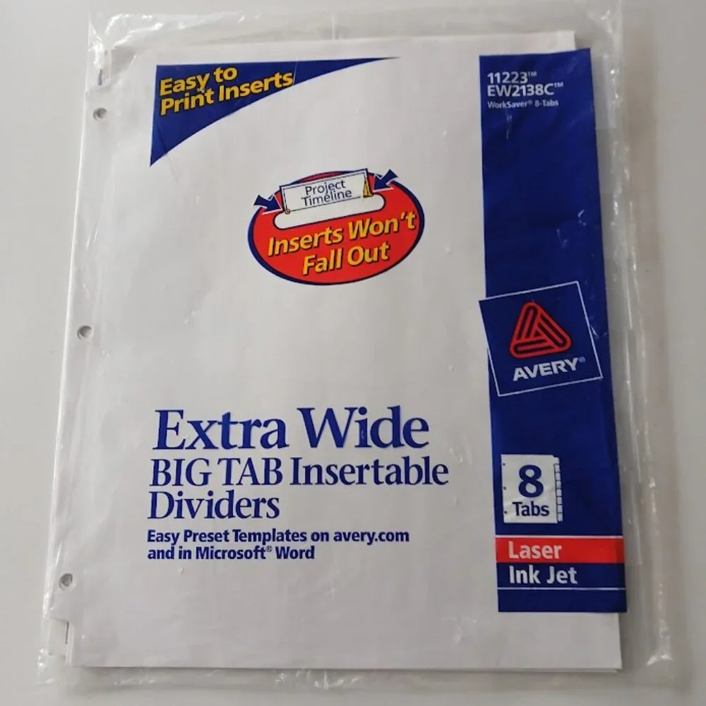 Quill (3) sets insertable index dividers 8 1/2